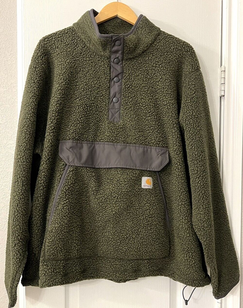 Carhartt Fleece Pullover Sherpa Jacket 104991 Size XL Snap Neck Basil Green